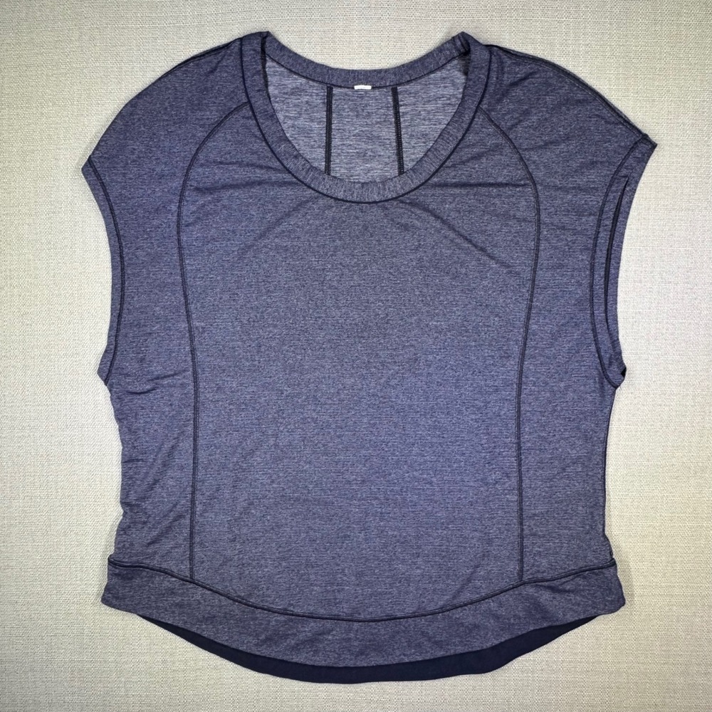 Lululemon Women Pace Perfect Heathered Purple Cap Sleeve Activewear Top Size 10